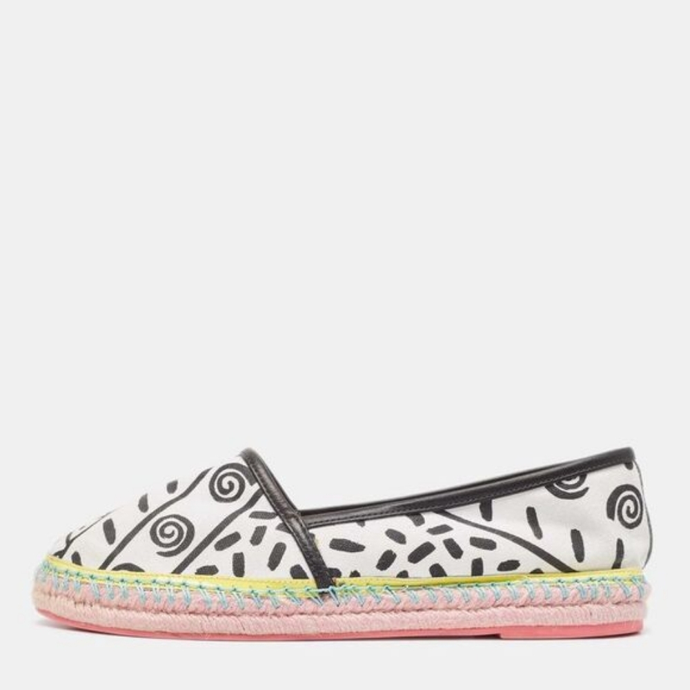 Sophia Webster Black White Pink Leather And Canvas Espadrilles